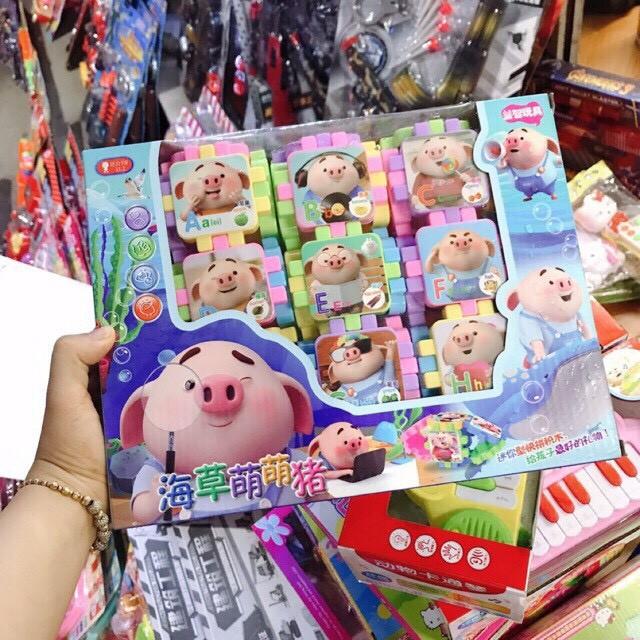 Bộ Đồ Chơi Lắp Ghép Hình Vuông Kèm Chữ Cái Cho Bé
