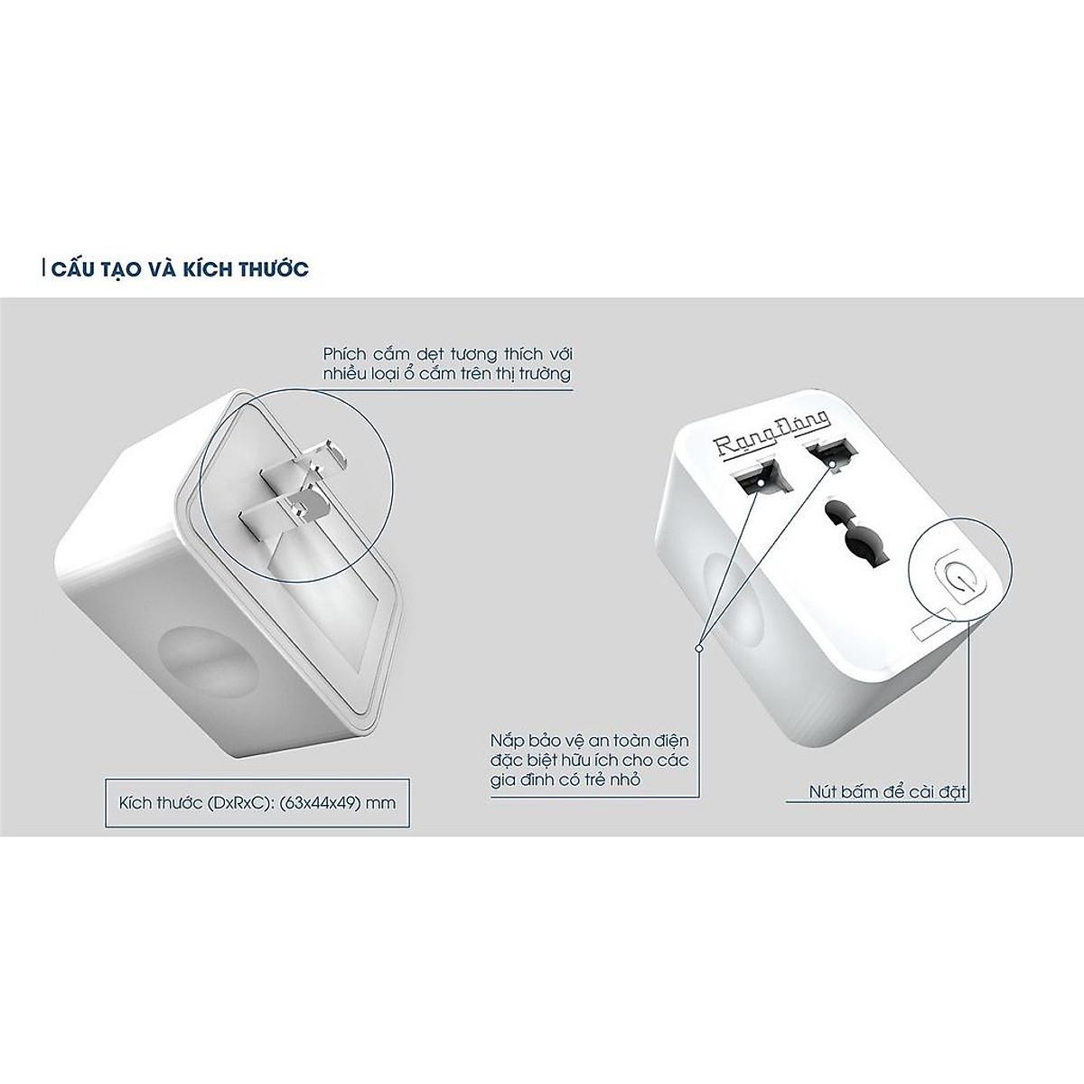 Ổ cắm wifi đơn Rạng Đông Model: OC.01.WF 16A