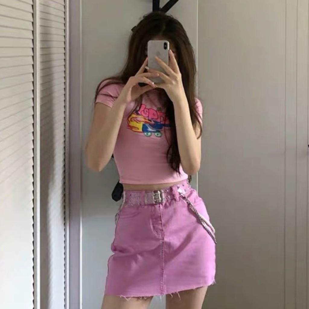 Áo Thun Ngắn Tay In Họa Tiết Xinh Xắn Dành Cho Nữ