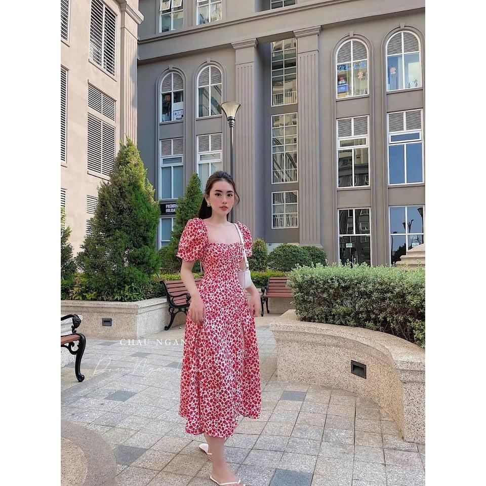 VÁY HOA NHÍ XẺ TÀ TAY BỒNG CHO NỮ