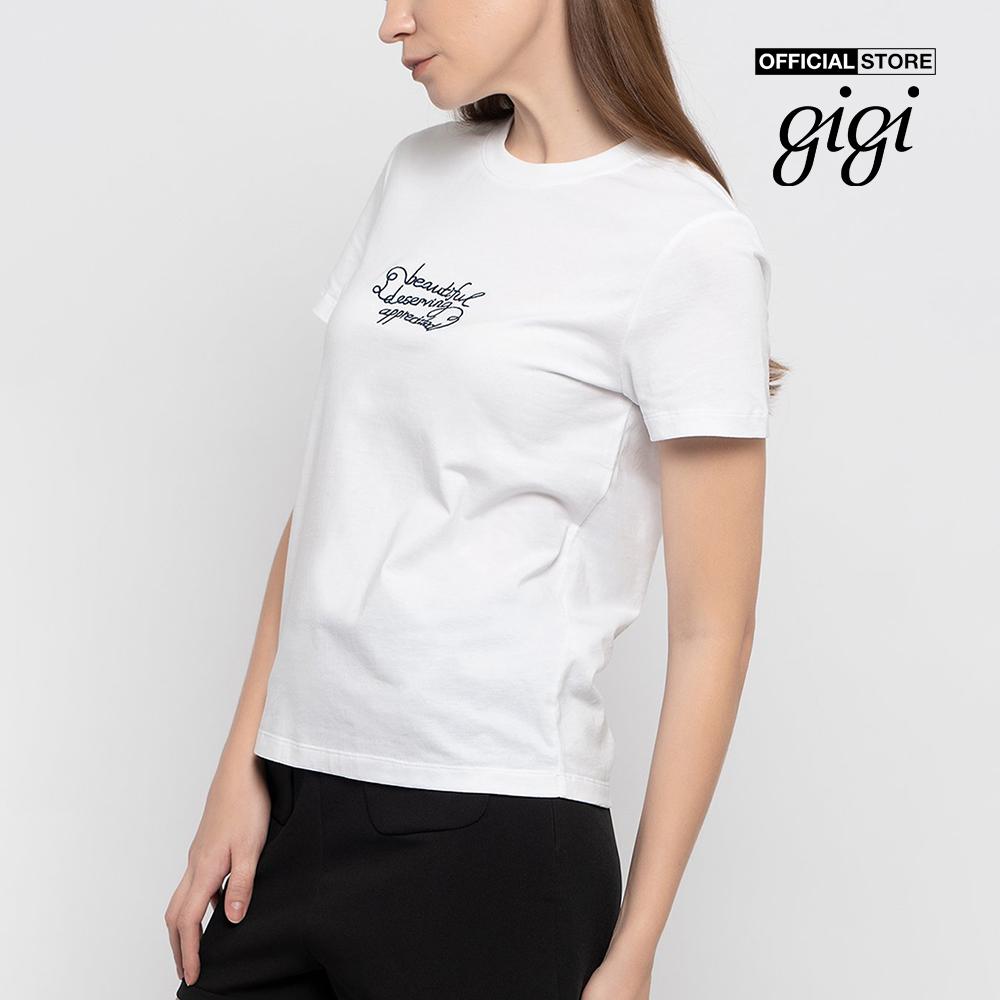 GIGI - Áo thun nữ ngắn tay cổ tròn phối chữ in thời trang G1203A211256