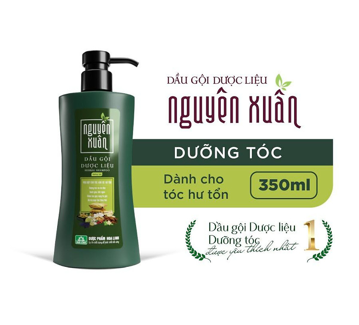 Dầu gội Dược liệu Nguyên Xuân xanh 350ml (Dưỡng tóc, phục hồi hư tổn)