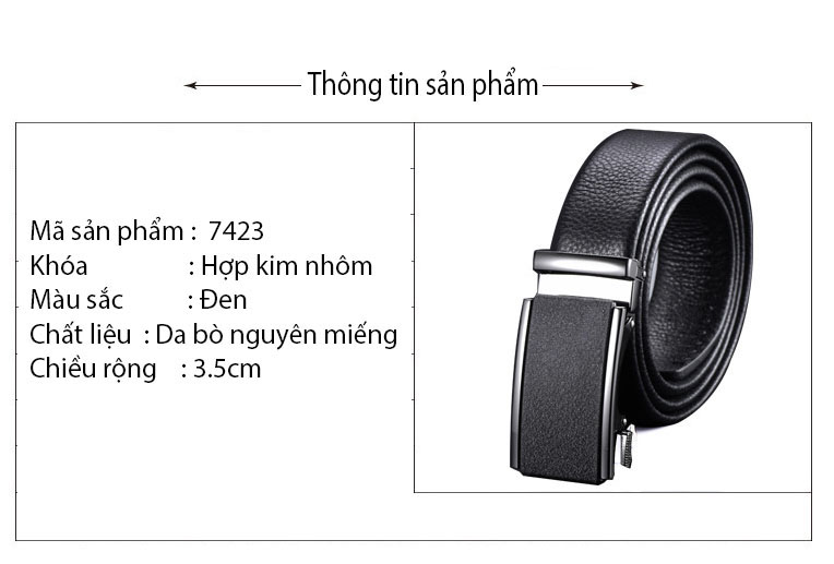 Thắt lưng/ dây nịt nam da bò thật phong cách thời trang Châu Âu mã 74230DI.KD