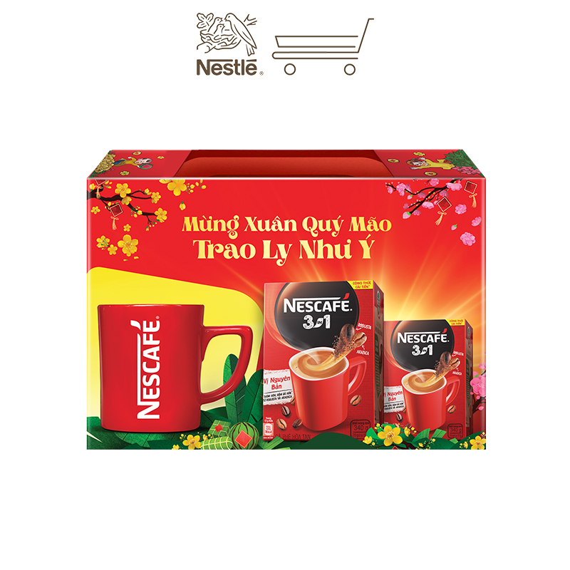 [Tặng ly sứ cao cấp] Combo 2 hộp cà phê hòa tan Nescafé 3in1 vị nguyên bản (2 hộp x 20 gói)