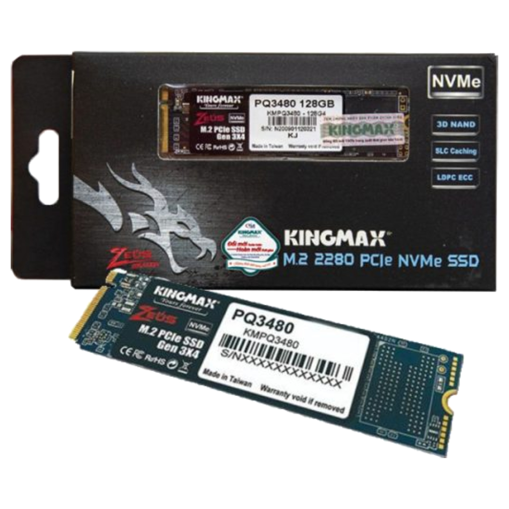 Ổ cứng SSD Kingmax Zeus PQ3480 128GB M.2 2280 PCIe NVMe Gen 3×4 - Hàng Chính Hãng