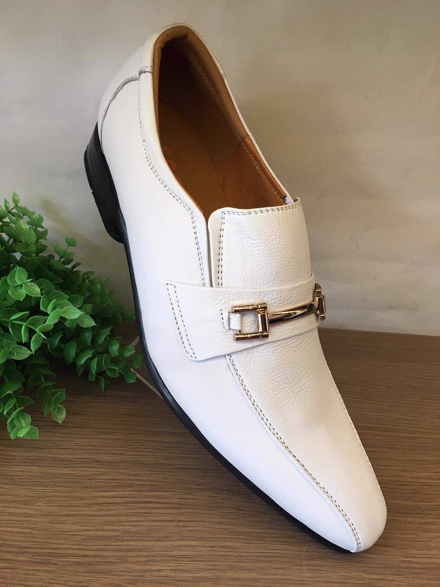 Giày Tây nam giày công sở nam da bò cao cấp màu trắng-TR61 siêu mềm êm chân