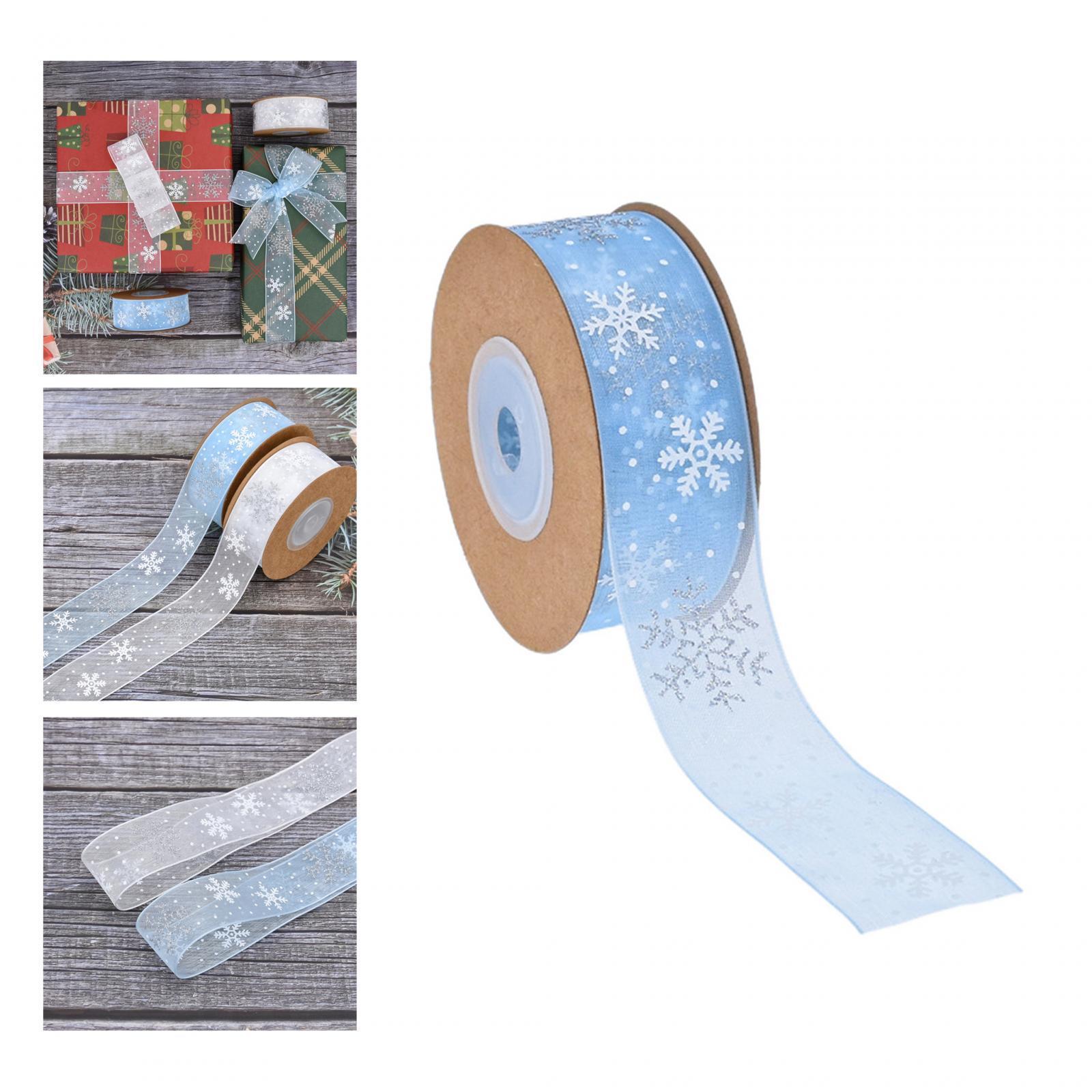 Christmas Tree Ribbon, Snowflake Ribbon Christmas Xmas Tree Decor, Christmas Snowflakes Printed Ribbon for Garlands ,