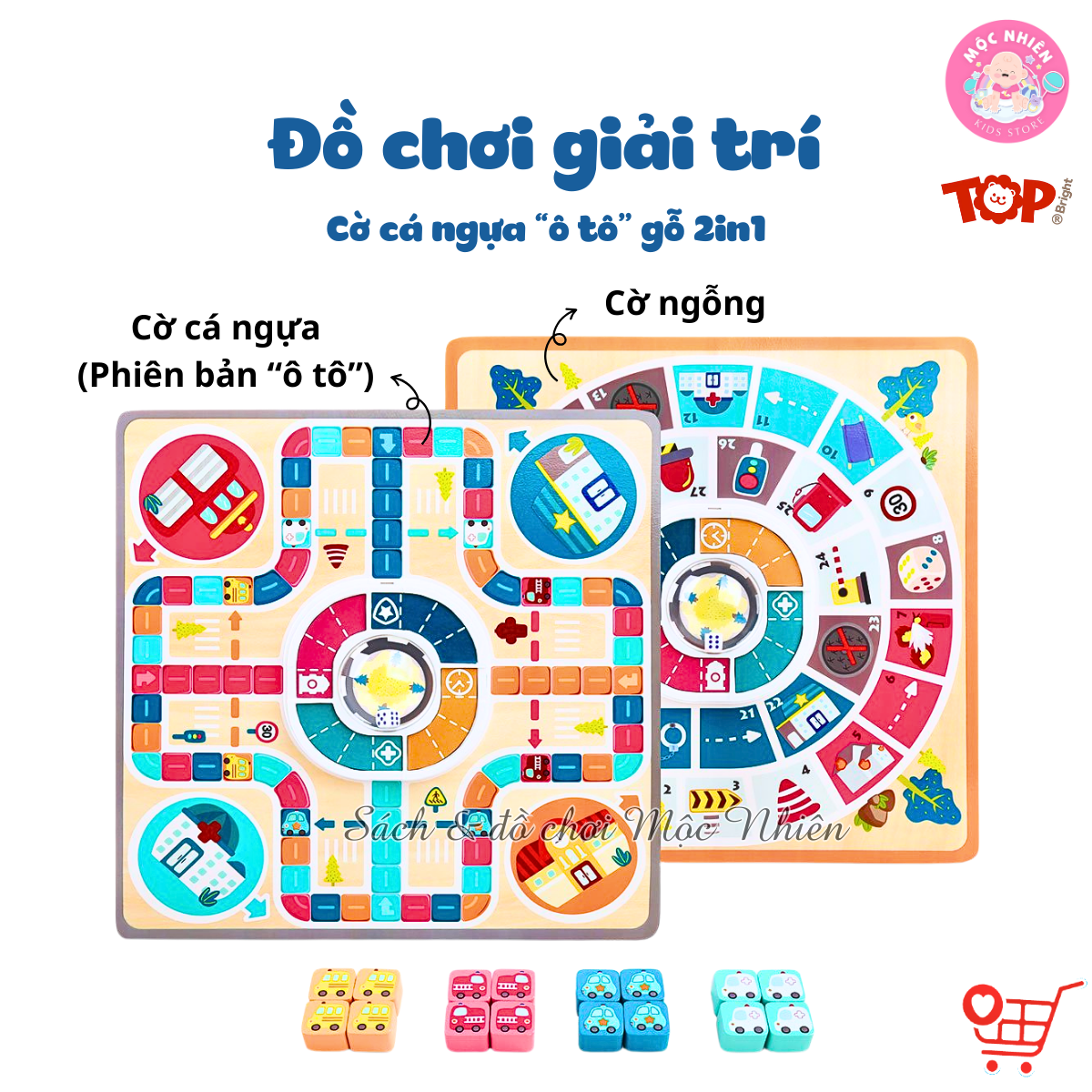 Đồ chơi Cờ cá ngựa phiên bản ô tô bằng gỗ chính hãng TOPBRIGHT - Family Games Motown Flying Chess (cho bé từ 3+)
