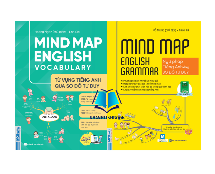 Sách - Combo Mind Map English GRAMMAR Ngữ pháp Tiếng Anh + VOCABULARY từ vựng Tiếng Anh