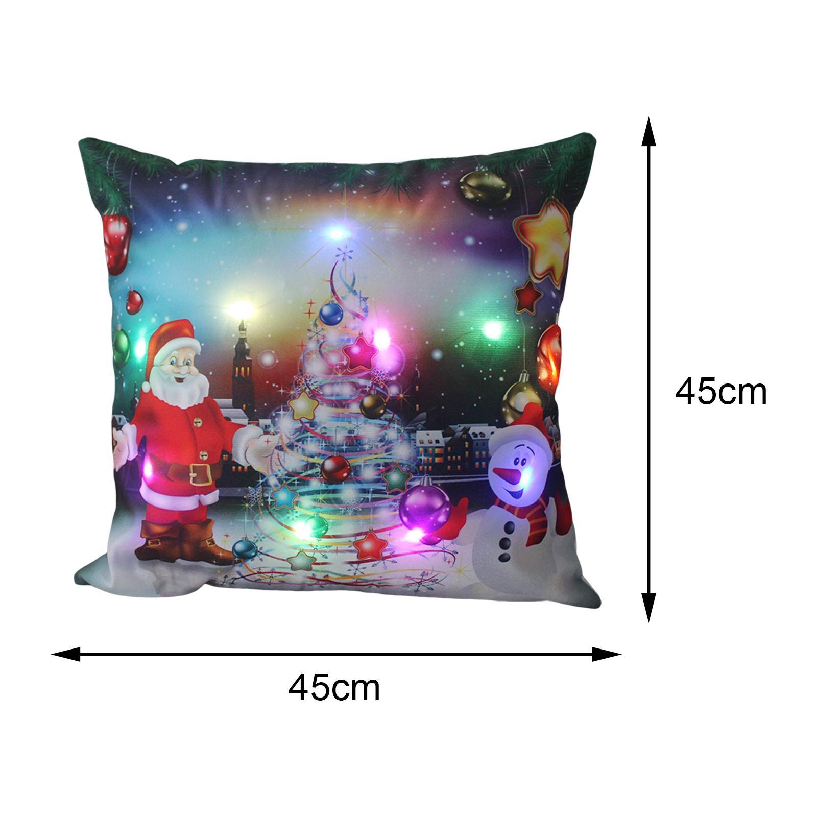 Christmas Pillow Cover Pillowcase with Light Xmas Cushion Cover for Living Room Bedroom