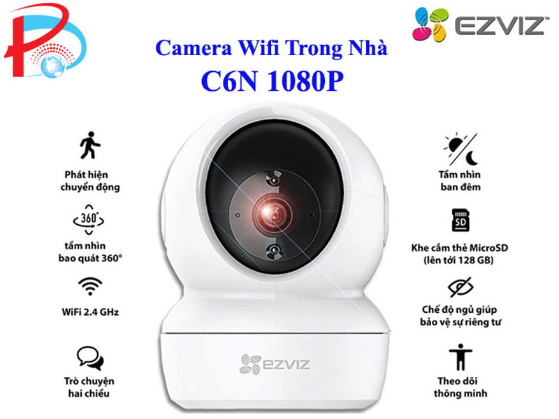 Camera Wifi Trong Nhà EZVIZ C6N 1080P QUAY 360 độ, đàm thoại 2 chiều - hàng chính hãng