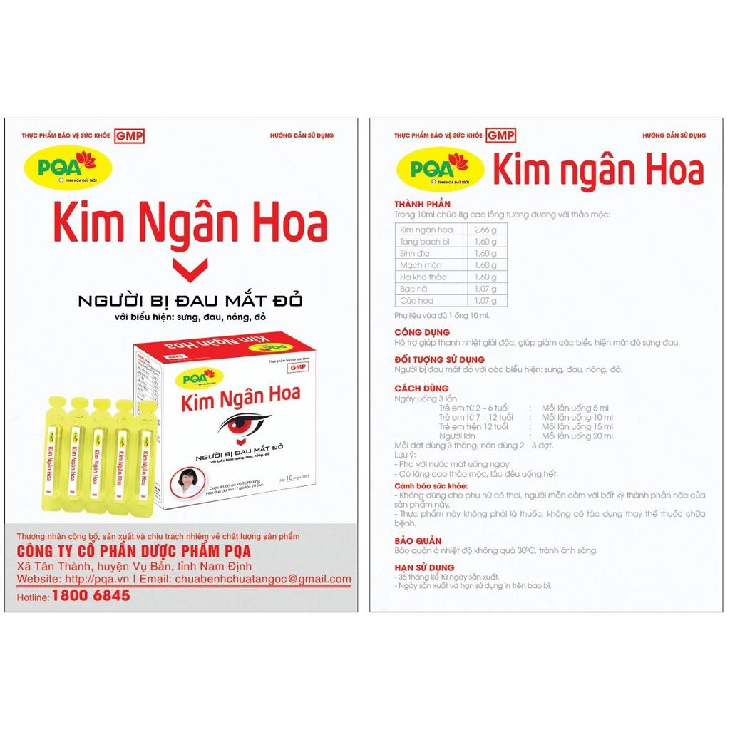 Kim Ngân Hoa PQA Hỗ Trợ Thanh Nhiệt, Triệu Chứng Đau Mắt Đỏ Viêm Kết Mạc Hộp 10 Ống