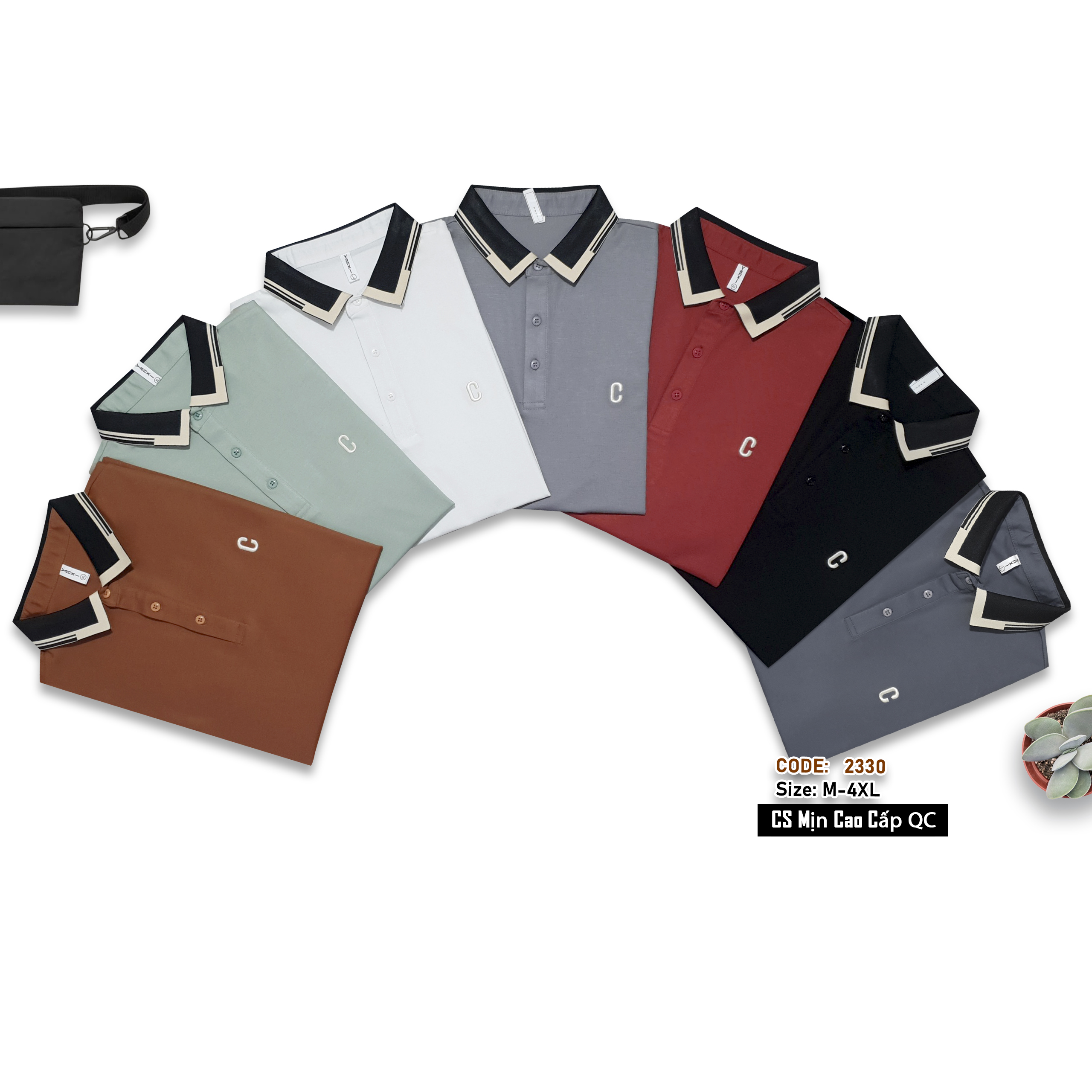 2330 - Áo Polo nam tay ngắn, Áo cổ trụ nam thun lạnh cao cấp, hàng Xưởng may Vinh Thiện Phát, sỉ từ 10 cái