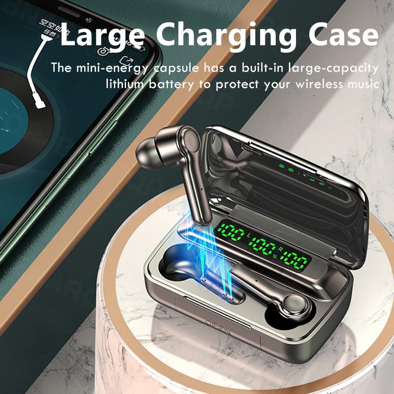 Bluetooth Tai Nghe Có Mircrophone V5.0 9D Stereo Âm Thanh Loại Bỏ Tiếng Ồn Tai Nghe Không Dây Điều Khiển Cảm Ứng Chống Nước Tai Nghe