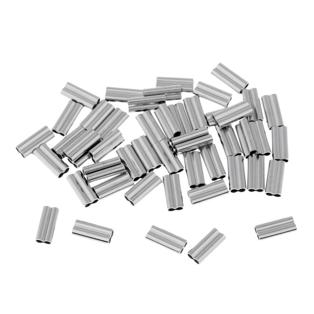 50pcs Copper Fishing Double Barrel Crimp Sleeves Carp Fishing Accessories High Strength Corrosion Resistant