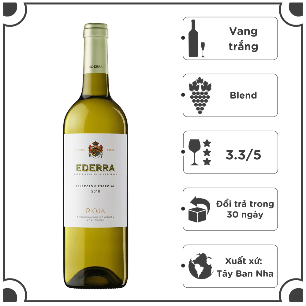 Rượu Vang trắng Tây Ban Nha Ederra Rioja Seleccion Especial 11.5% - 13.5% - Không Hộp