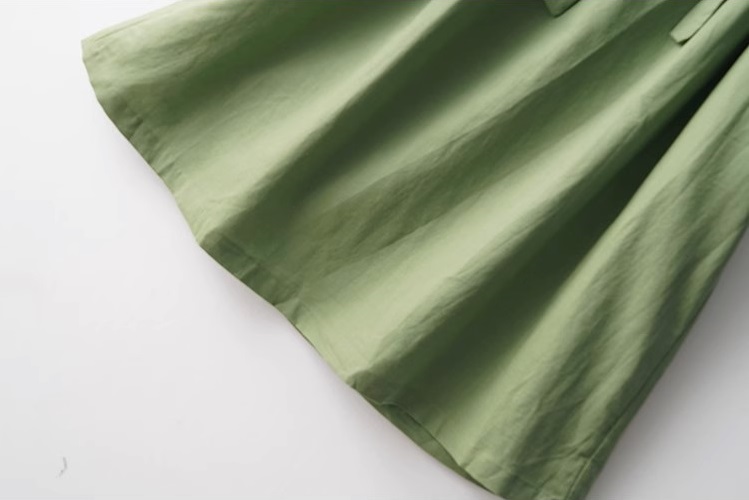 Đầm suông tay ngắn cổ tròn thiết kế xếp li tinh tế vải Linen tự nhiên cao cấp