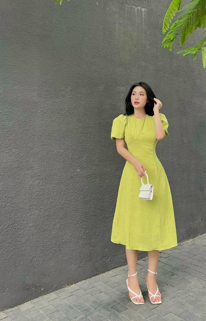 ĐẦM XÒE XỐP GÂN TAY PHỒNG