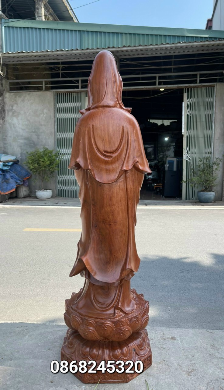 Tượng phật bà quan âm bồ tát gỗ hương đá kt cao 100×33×33cm