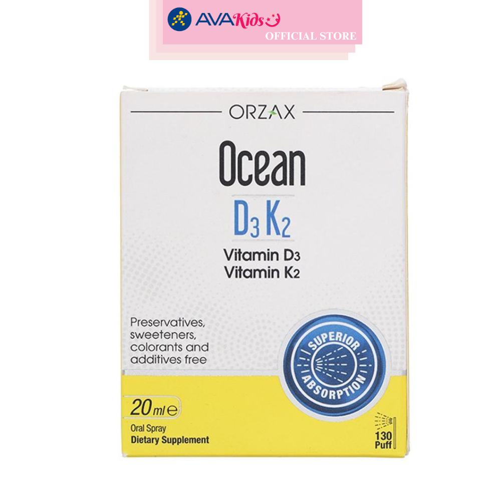Lọ xịt Orzax Ocean D3K2 hỗ trợ hấp thu canxi 20 ml (từ 0 tháng)