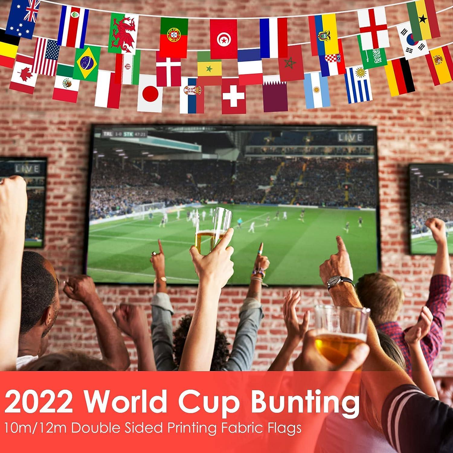 Cờ Đuôi Nheo World Cup 2022, Biểu Ngữ Vải Hai Mặt Nhỏ 12 M, 32 Đảng Đội Bóng Đá Quốc Kỳ Tiệc World Cup