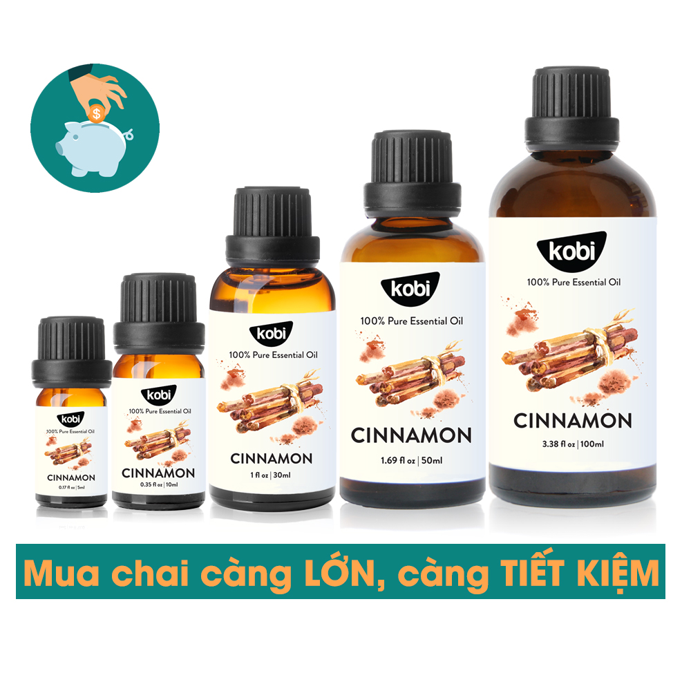 Tinh Dầu Vỏ Quế Lau Sàn Nhà Kobi - Tinh Dầu Thiên Nhiên Nguyên Chất, Tinh Dầu Xông Phòng, Dùng Với Máy Xông Tinh Dầu Giúp Khử Mùi, Thơm Phòng Hiệu Quả