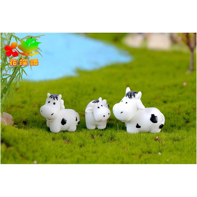 Tiểu cảnh mini ️ Bò sữa trắng đáng yêu trang trí tiểu cảnh sen đá, sân vườn, bể cá, bể terrarium