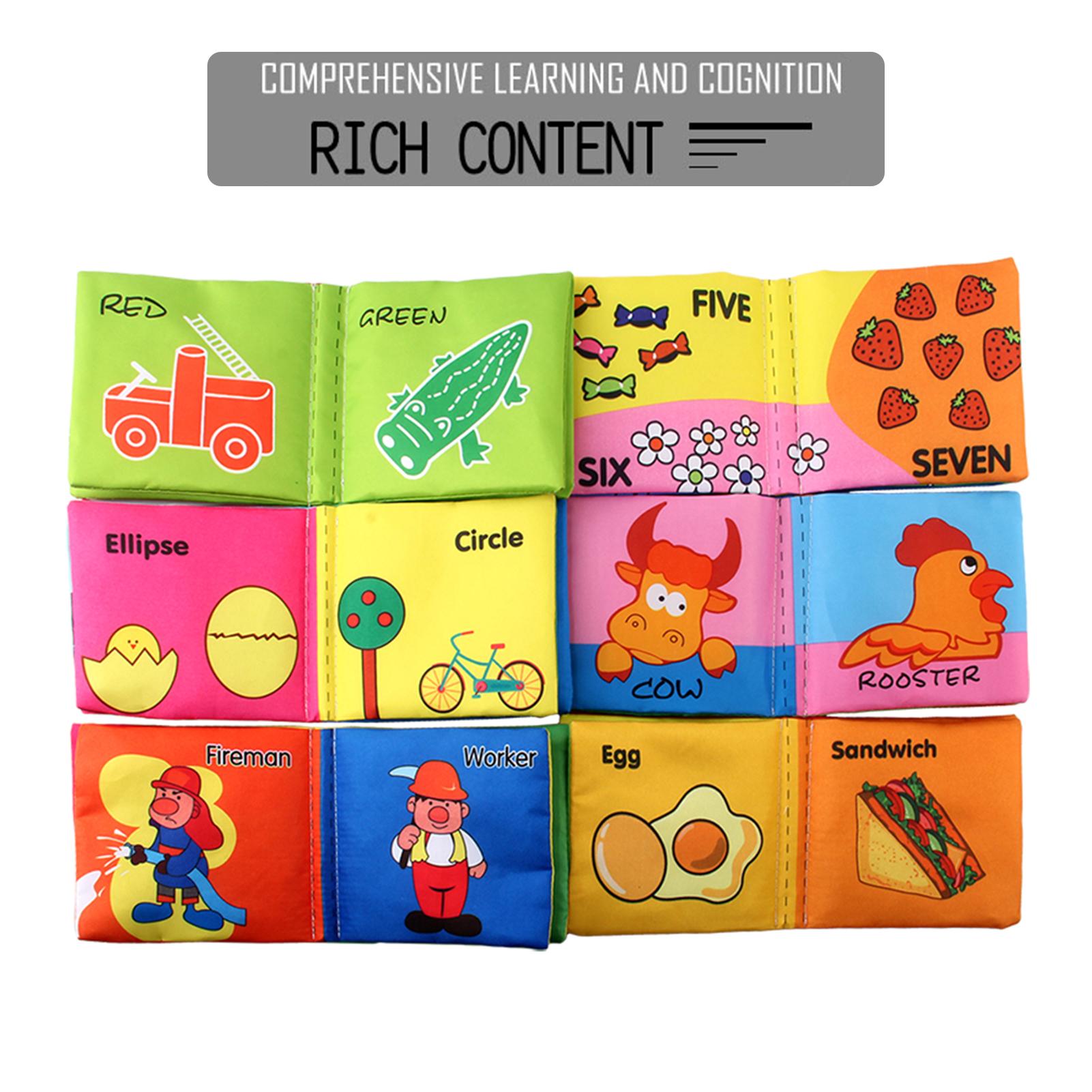6 Pack Soft Baby Cloth Books Non-Toxic Crinkle Books Friction with Rustling Sound Infants & Toddler Early Learning