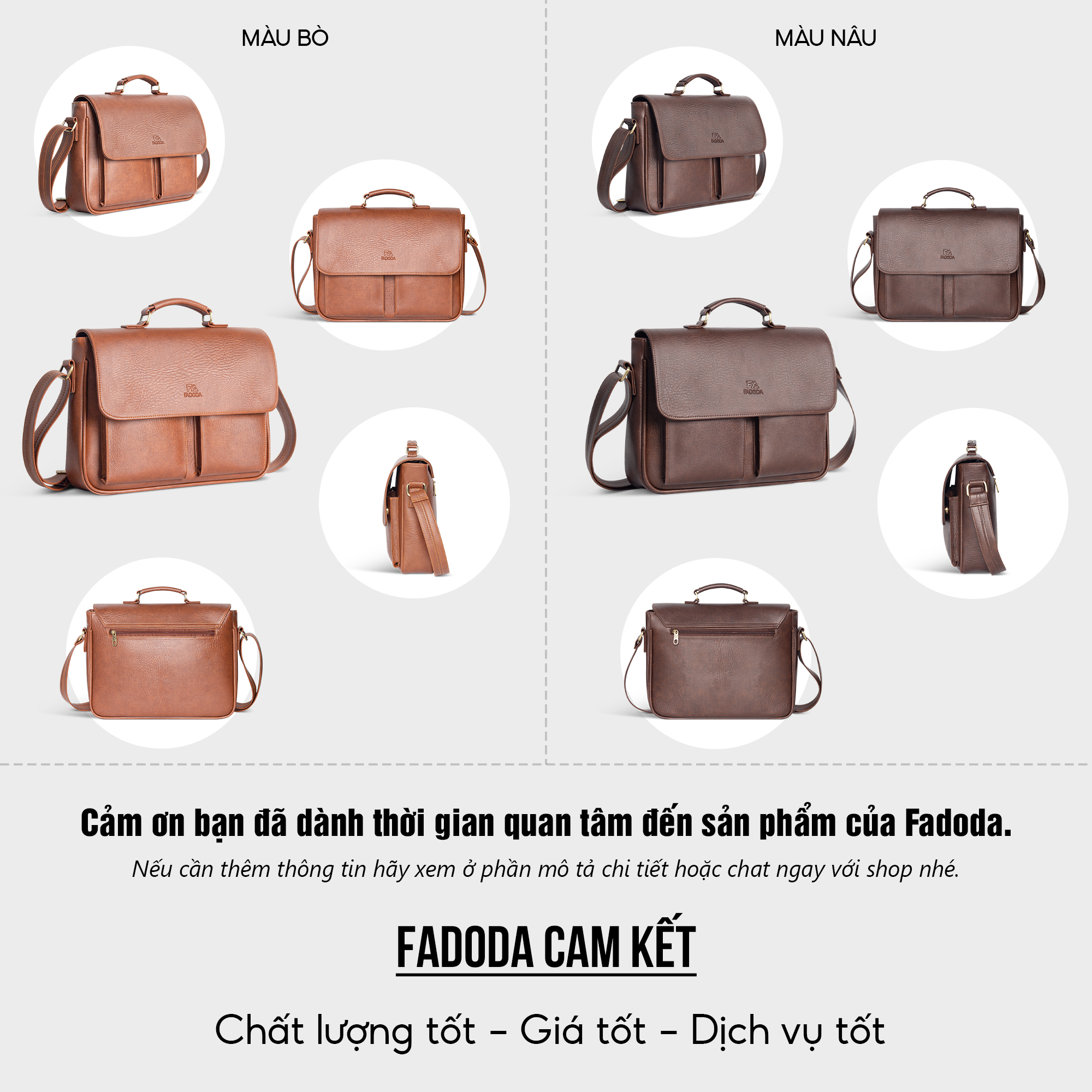 Túi xách da nam công sở FA ĐO DA FDC7
