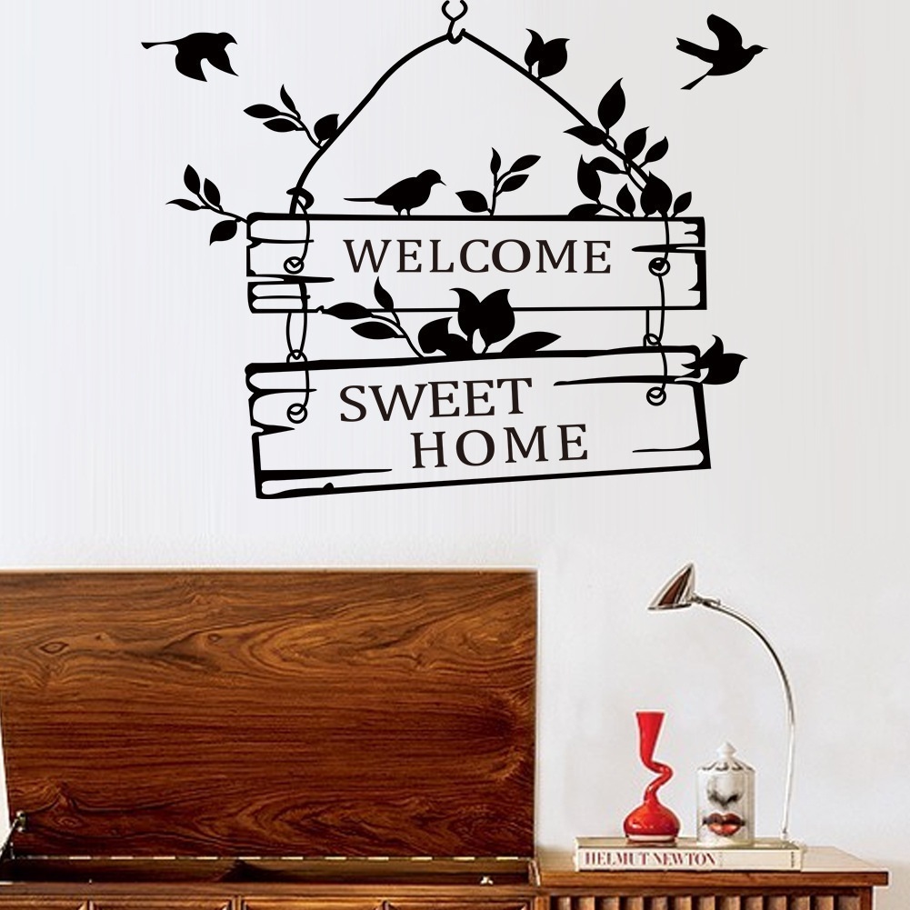 Decal dán tường, cửa kính chữ WELCOME SWEET HOME tươi vui và tràn đầy sức sống