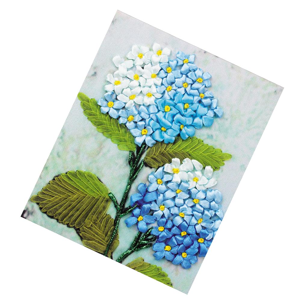 DIY Ribbon Embroidery Kits Handmade Flower Pattern Home Decor Wall Art Craft
