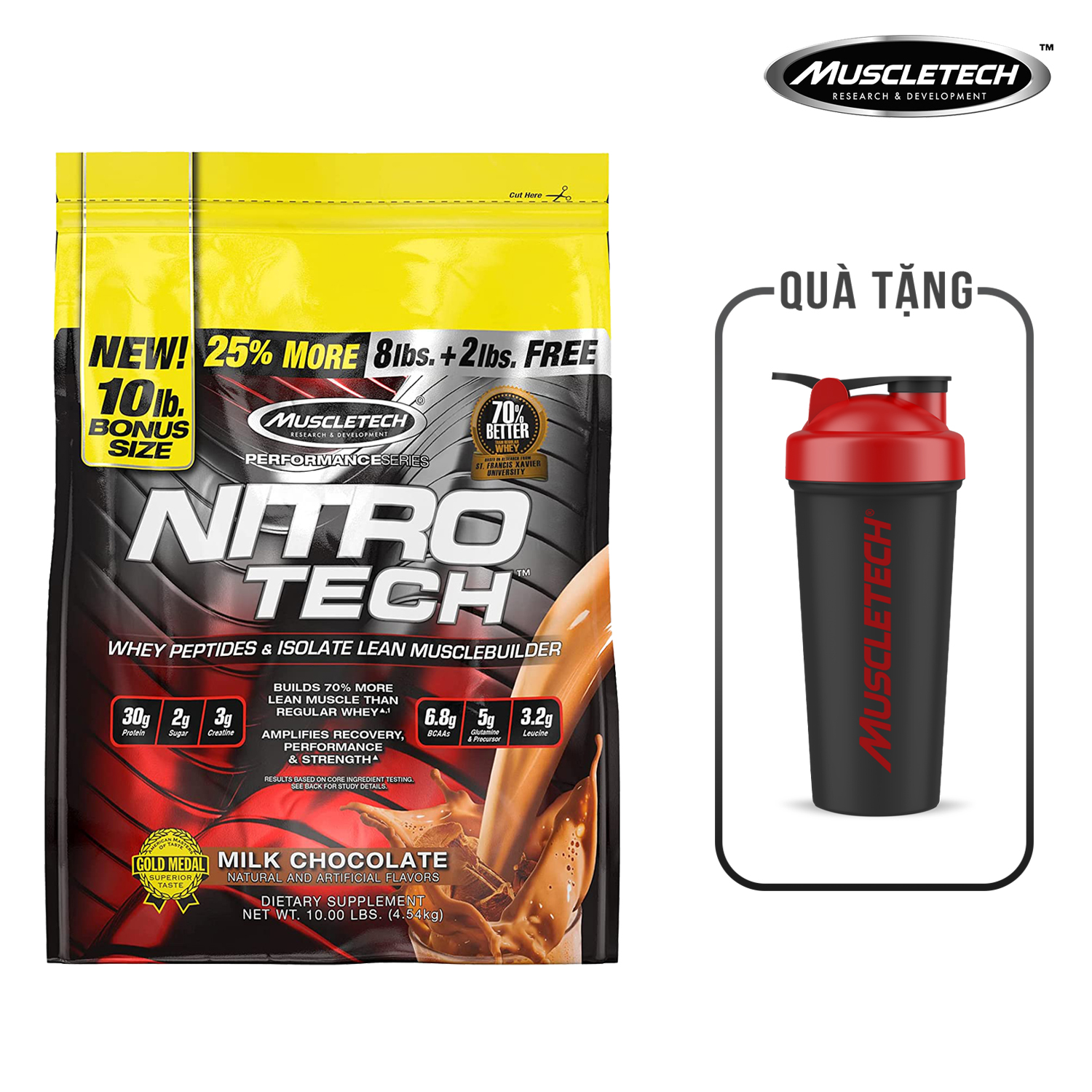 Whey Protein NitroTech 10lbs - Sữa Tăng Cơ Nitro Tech Muscletech