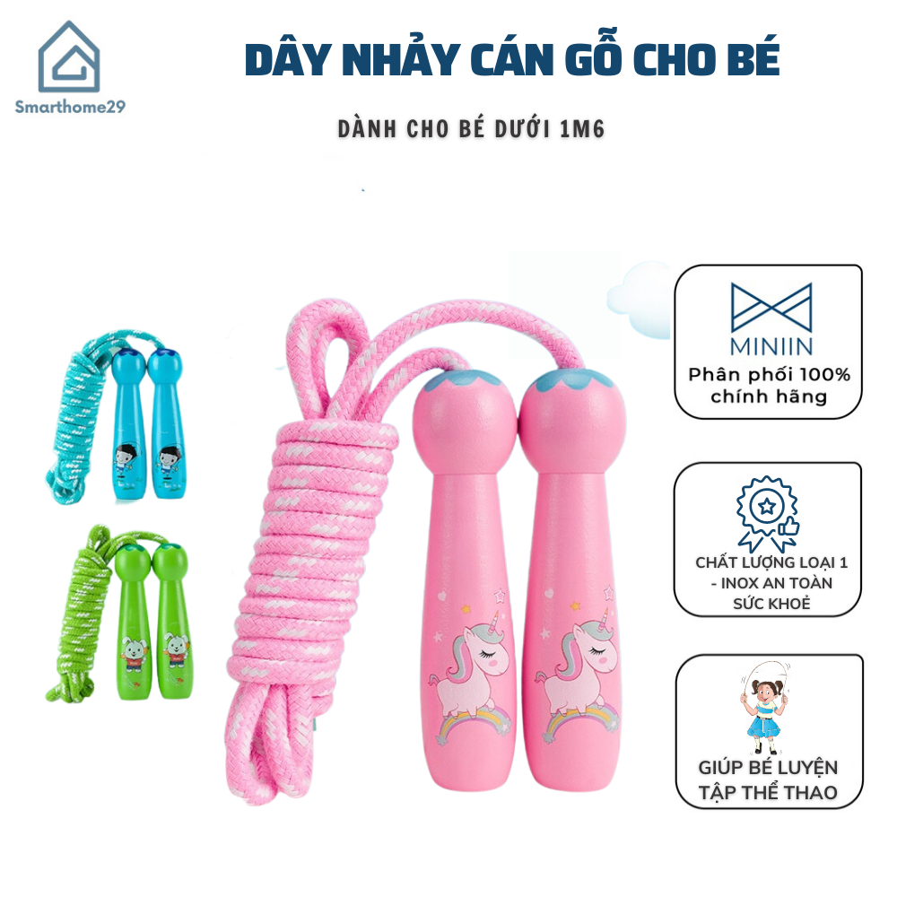 Dây Nhảy Thể Dục Cho Bé Cán Gỗ- Nhiều Màu Hoạt Hình  - Dây Nhảy Giảm Cân Cho Trẻ Em, Bé Trai/Gái - HÀNG CHÍNH HÃNG MINIIN