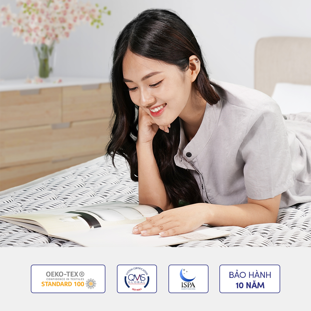 Nệm cao su Kim Cương Erica Smart Tech 15cm Kết Hợp Từ Cao Su Thiên Nhiên, Bông Ép và Foam Giúp Nâng Đỡ Cơ Thể Vượt Trội, Êm Ái Tối Đa