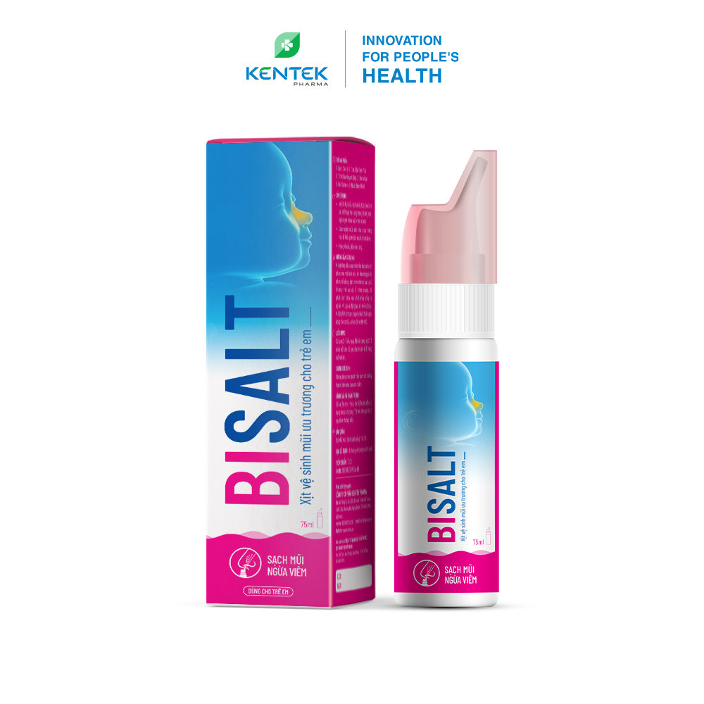 Xịt vệ sinh mũi ưu trương, dưỡng xoang dành cho trẻ em BISALT NANO BẠC | Kentek Pharma | Chai 75ml