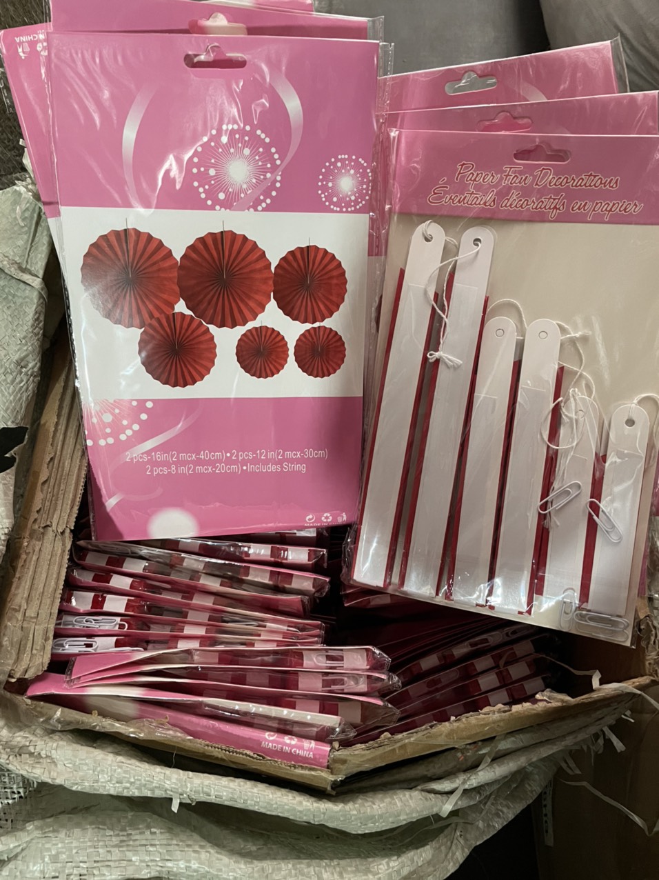 Set 6 quạt giấy cao size 20/30/40cm trang trí lễ hội sự kiện