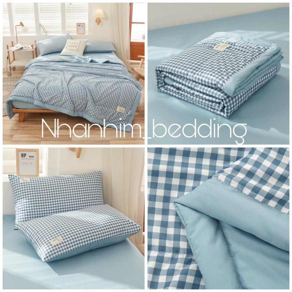 Bộ chăn ga gối Chần Bông Cotton TC  đủ size giường nệm 1m2 đến 2m*2m2