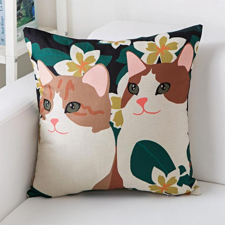 Gối Tựa Lưng | Gối Tựa Sofa, Gối Vuông Trang Trí In Hoạt Tiết Hoa Lá Hiện Đại Kích Thước 45x45cm