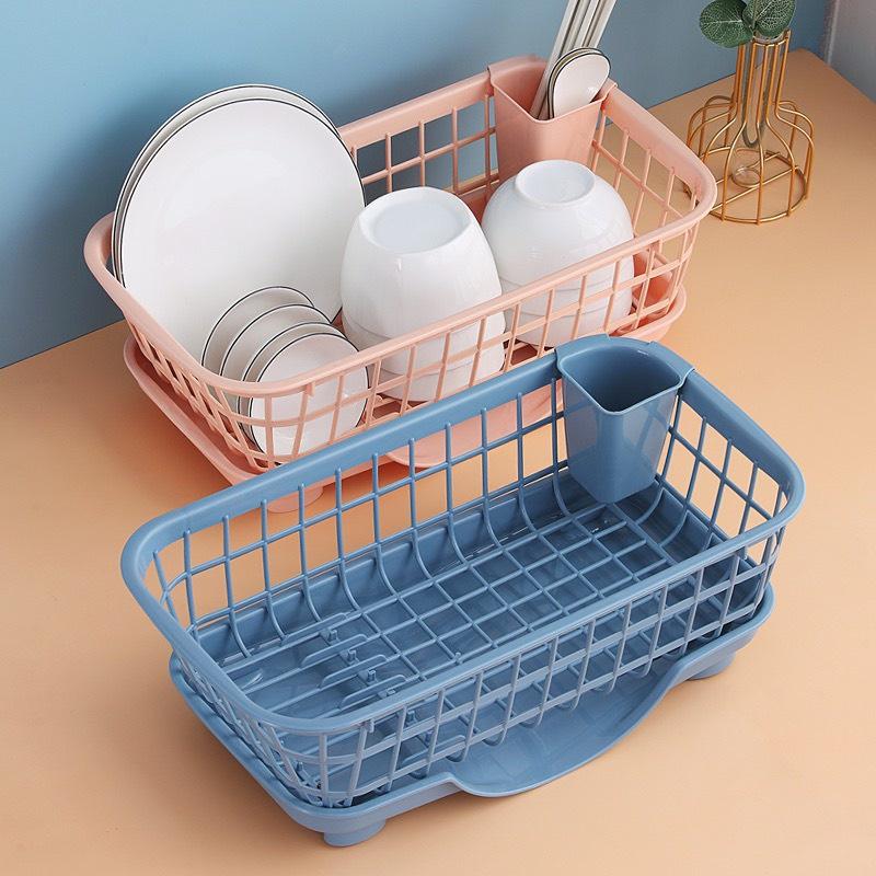 Rổ úp bát có khay hứng nước - khay kệ rổ úp chén bát đĩa đũa muỗng tiện lợi