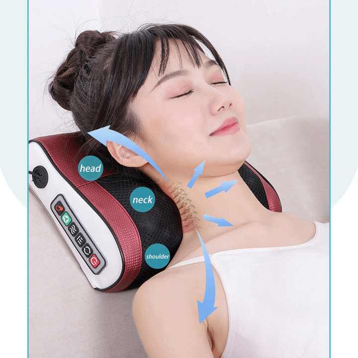 Gối massage cổ vai gáy, máy massage hồng ngoại 16 -20 bi cao cấp thế hệ mới hỗ trợ mát xa toàn thân - Massage pillow