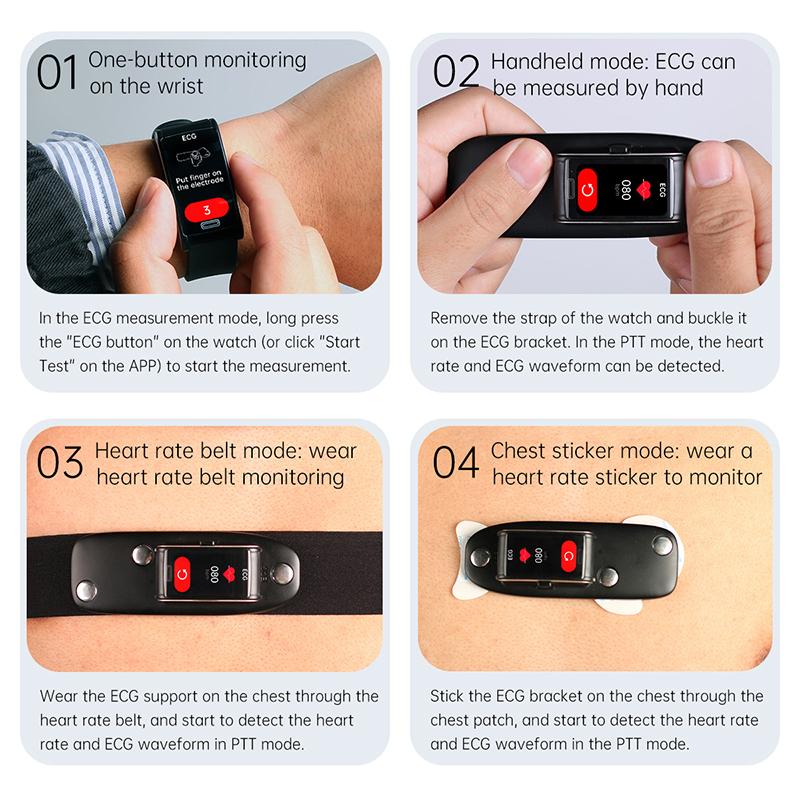 2023 MỚI GLOED GLUCOSE MONITER Sức khỏe Đồng hồ thông minh Đàn ông ECG PPG Đo huyết áp