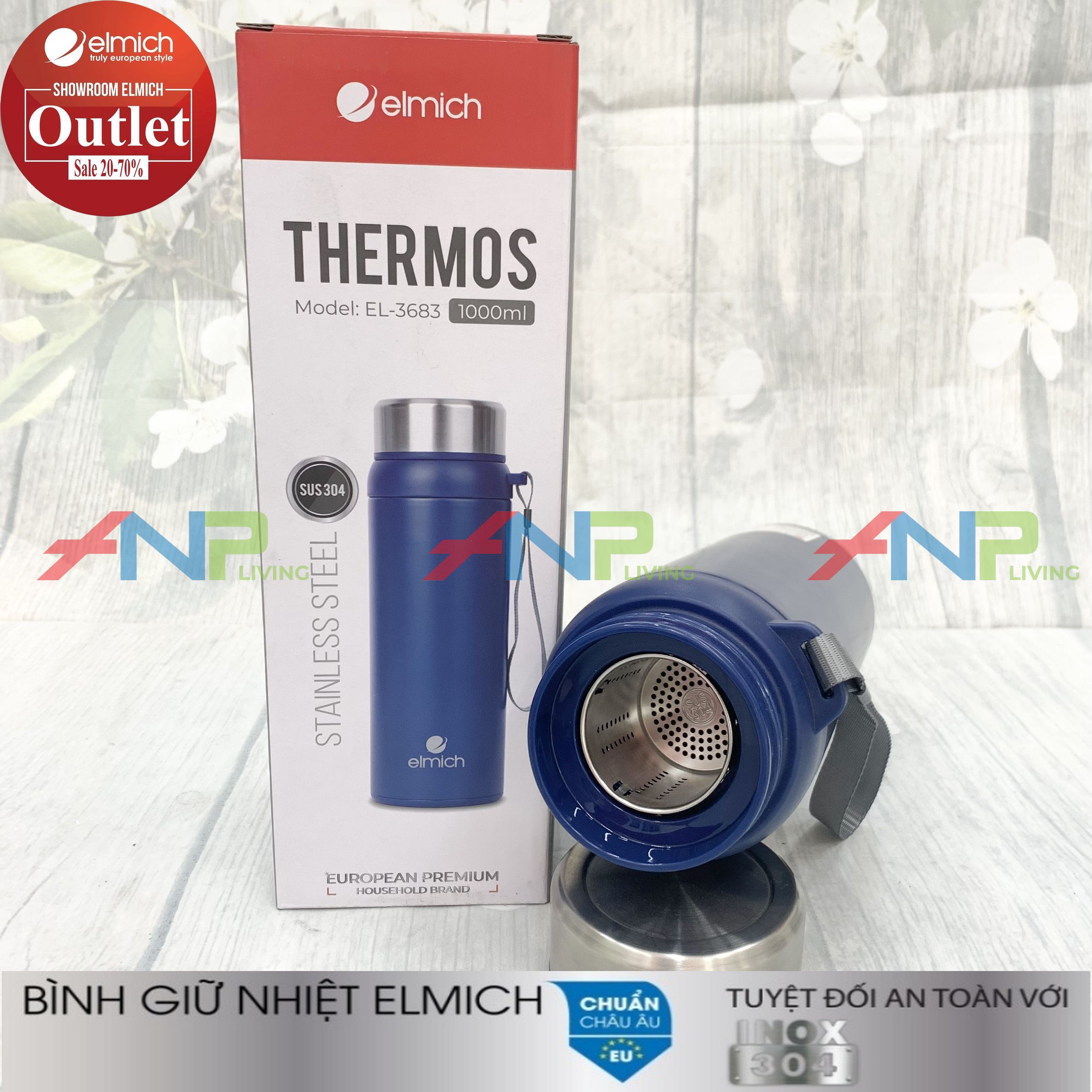 Bình Giữ Nhiệt Inox 304 Nóng 8h Lạnh 12h ELMICH El3683 1000ml