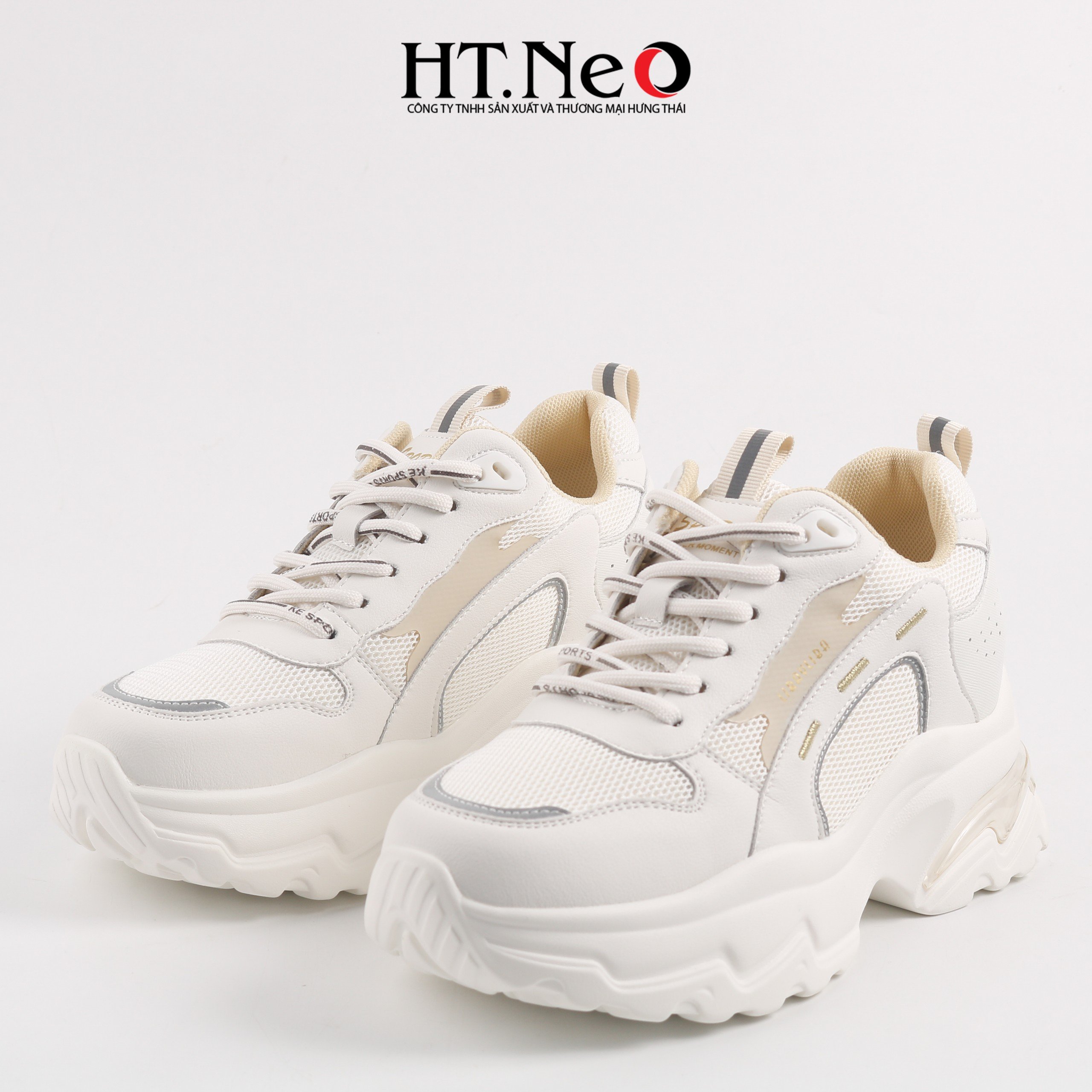 Giày thể thao, giày sneaker nữ đế cao su đúc, đế cao, chất liệu da kết hợp vải lưới, kiểu dáng trẻ trung, đi êm chân, thoải mái TTN13
