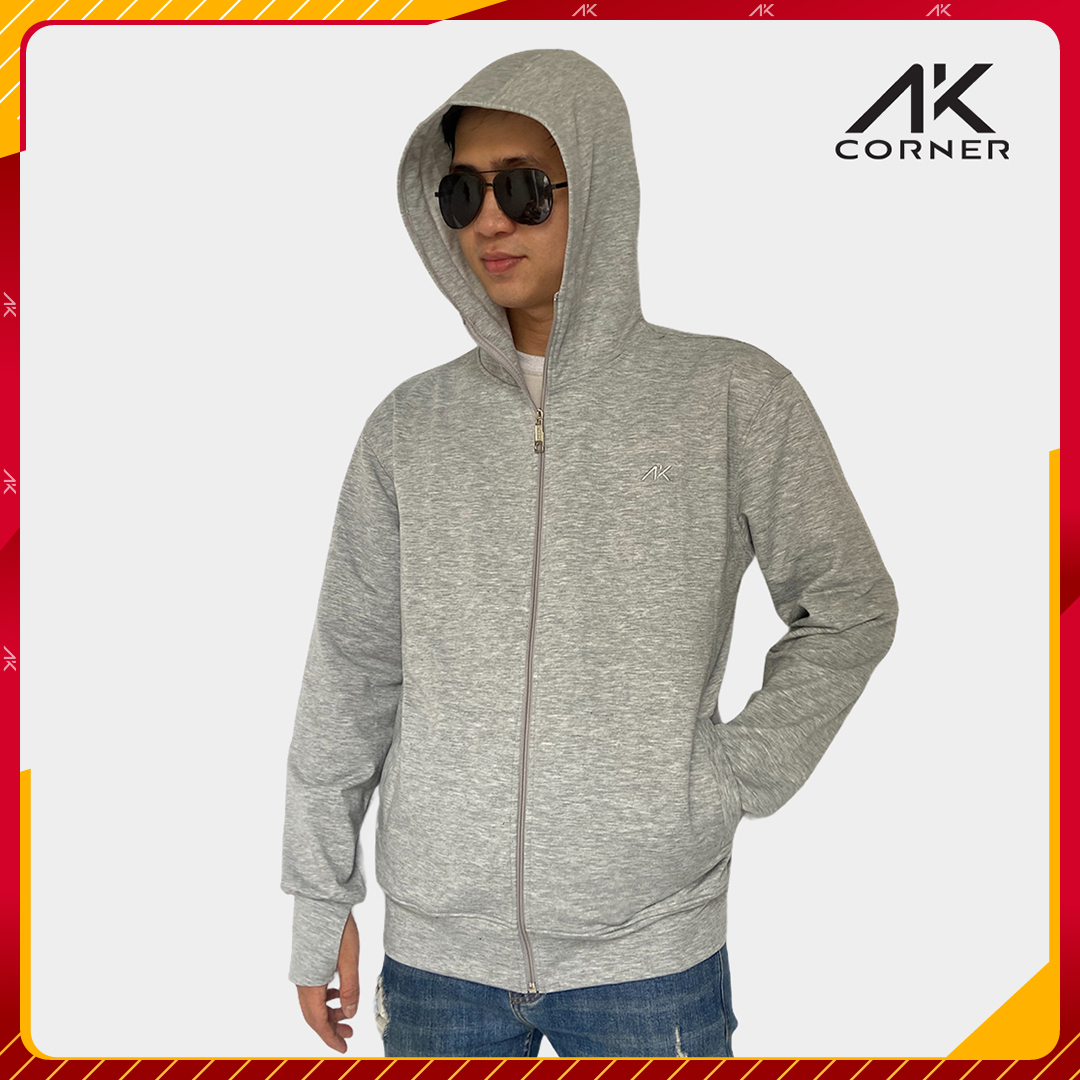 Áo khoác nam chống nắng AK Corner vải Cotton da cá 4 chiều thoáng mát, chất vải dày dặn mềm mịn, ngăn chặn tia UV bảo vệ cơ thể – Xám trắng – XXL