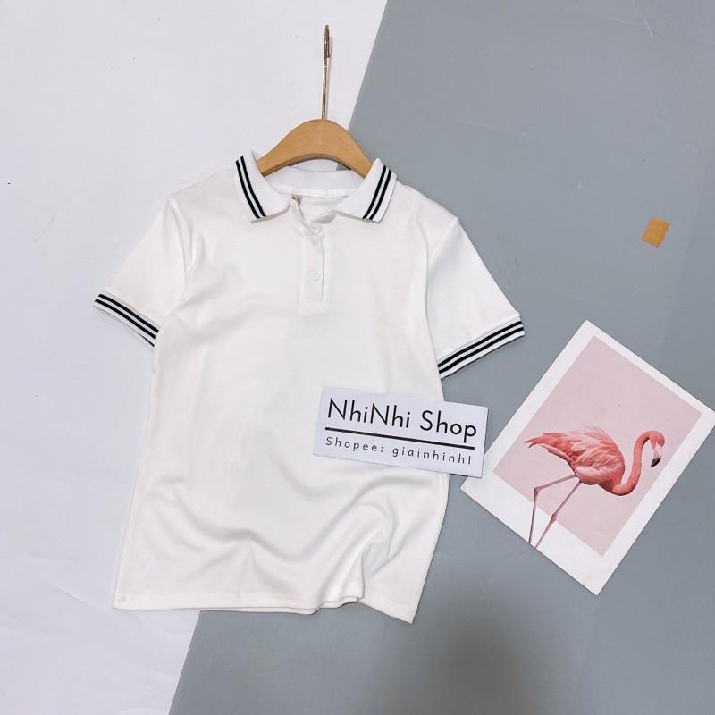 Áo thun ngắn tay cổ bẻ pha viền, Áo phông cổ bẻ tay cộc vải cotton co giãn AS1091 - NhiNhi Shop