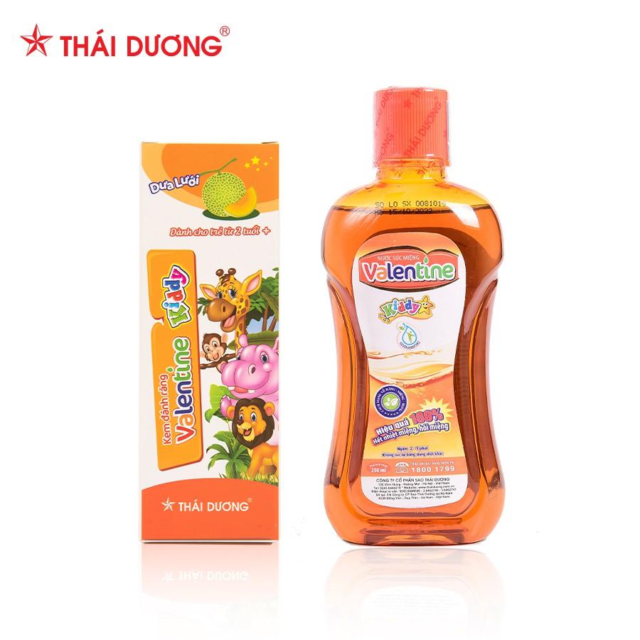 Bộ vệ sinh răng miệng dành cho trẻ em - Kem đánh răng Valentine Kiddy 50g &amp; Nước súc miệng Valentine Kiddy 250ml