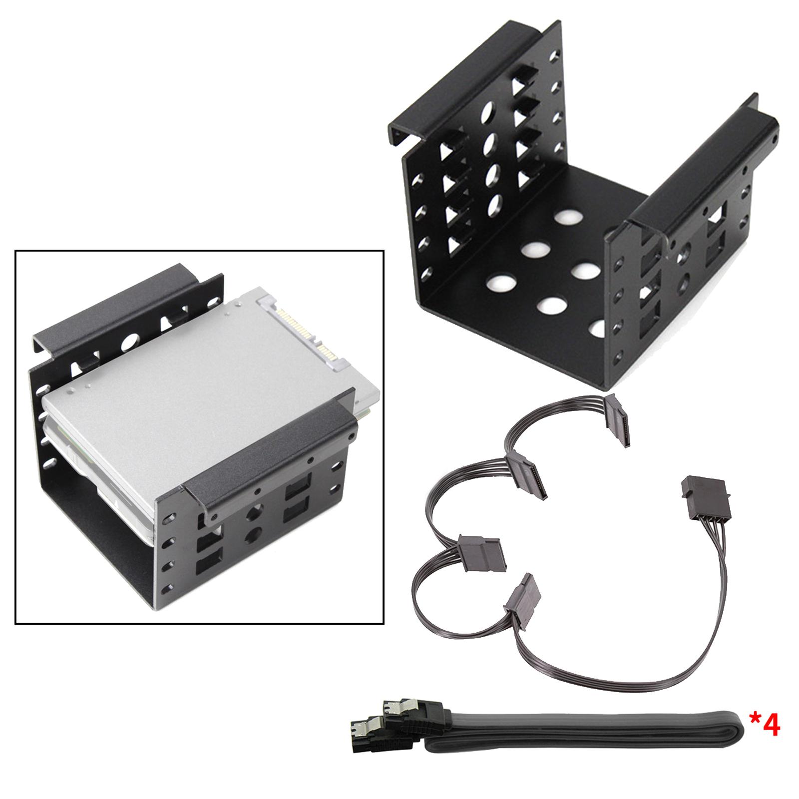 2x 2.5 Inch to 3.5 Inch SSD HDD Hard Drive Caddy Black with SATA Cable