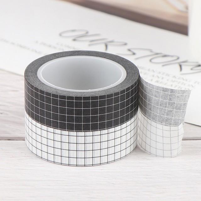 Cuộn Washi Tape Grid Màu - Băng Dính kẻ ô dài 10 mét