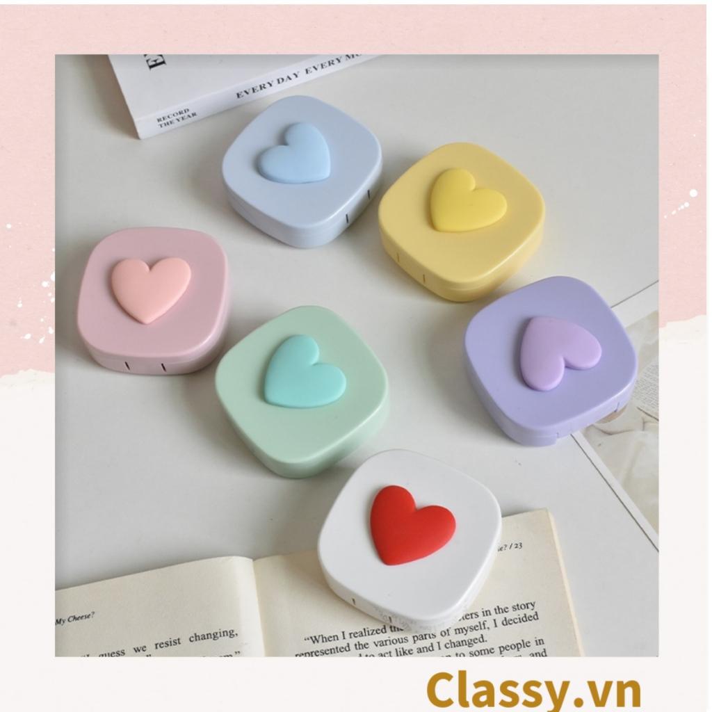 Hộp đựng kính áp tròng Classy tông màu pastel nhẹ nhàng, họa tiết trái tim PK1673 | Hộp đựng kính áp tròng