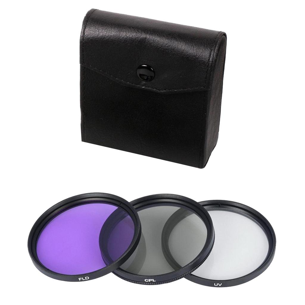 3 In 1 FLD UV CPL Lens Filter With Carry Bag For Canon Sony DSLR Camera